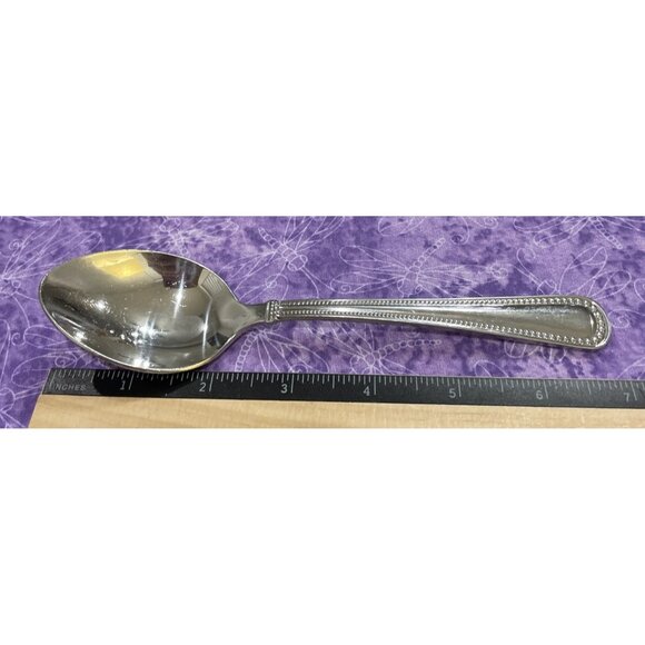 Reed & Barton Kendall Stainless Oval Soup Spoons 4 Piece Set Beaded Outline - Picture 4 of 4